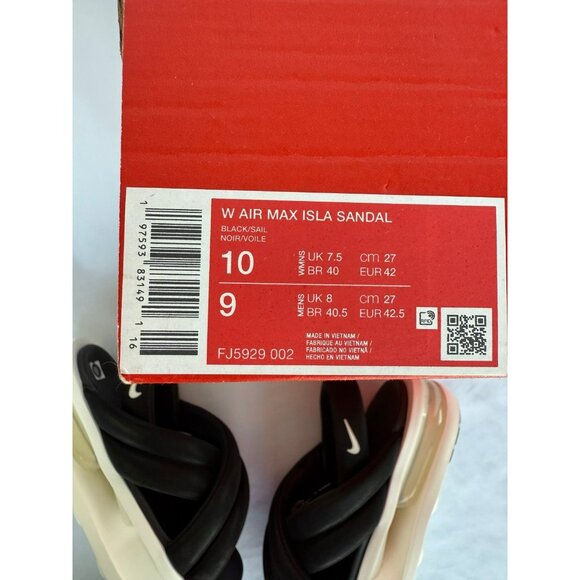 10 WOMEN'S NIKE AIR MAX ISLA SANDAL BLACK WHITE FJ5929-002 SANDALS - Picture 7 of 8